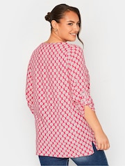 Yours Curve Red Tab Sleeve Blouse - Image 2 of 4