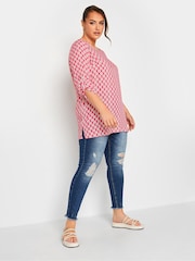Yours Curve Red Tab Sleeve Blouse - Image 3 of 4