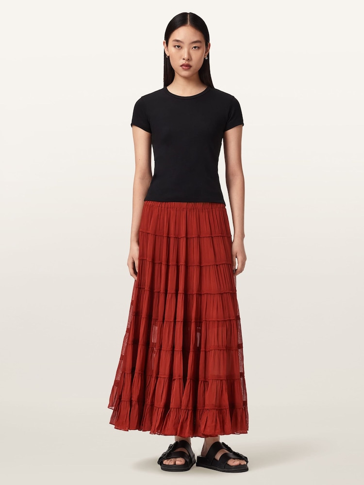 AllSaints Red Eva Skirt - Image 2 of 6