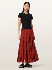 AllSaints Red Eva Skirt - Image 5 of 6