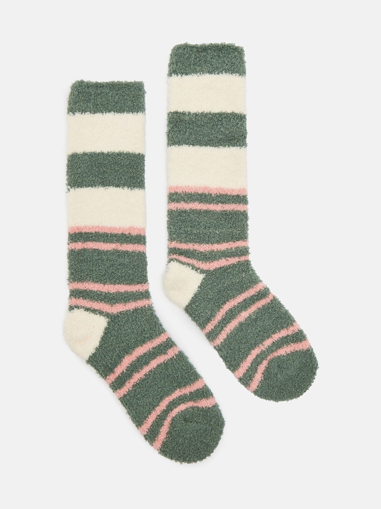 Joules Women's Fluffy Green Socks (size 4-8) - Image 1 of 3