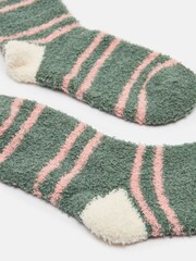 Joules Women's Fluffy Green Socks (size 4-8) - Image 2 of 3