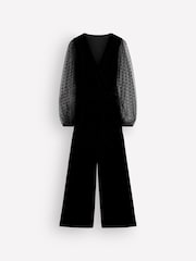 Boden Black Velvet Tulle Sleeve Jumpsuit - Image 5 of 5