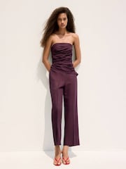 Mango Red Linen Blend Sleeveless Jumpsuit - Image 1 of 6