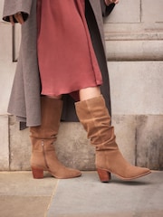 Tan Brown Forever Comfort® Suede Knee High Slouch Boots - Image 1 of 9