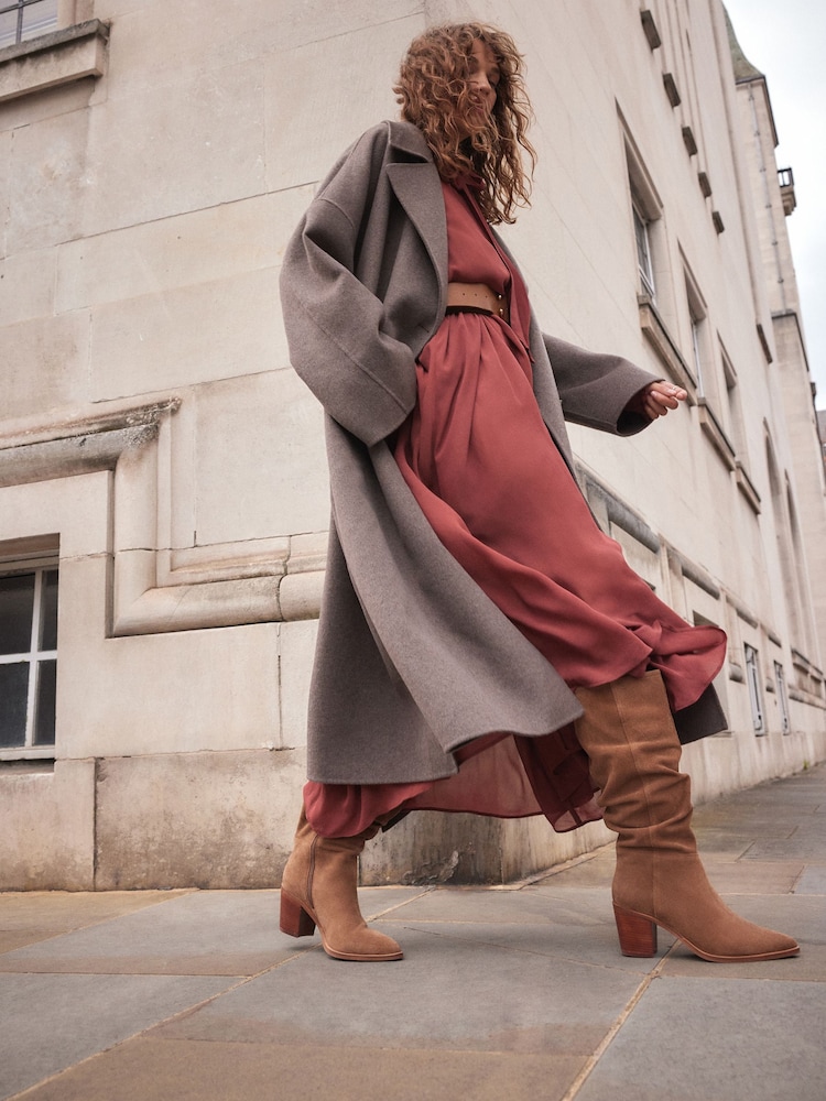 Tan Brown Forever Comfort® Suede Knee High Slouch Boots - Image 3 of 9