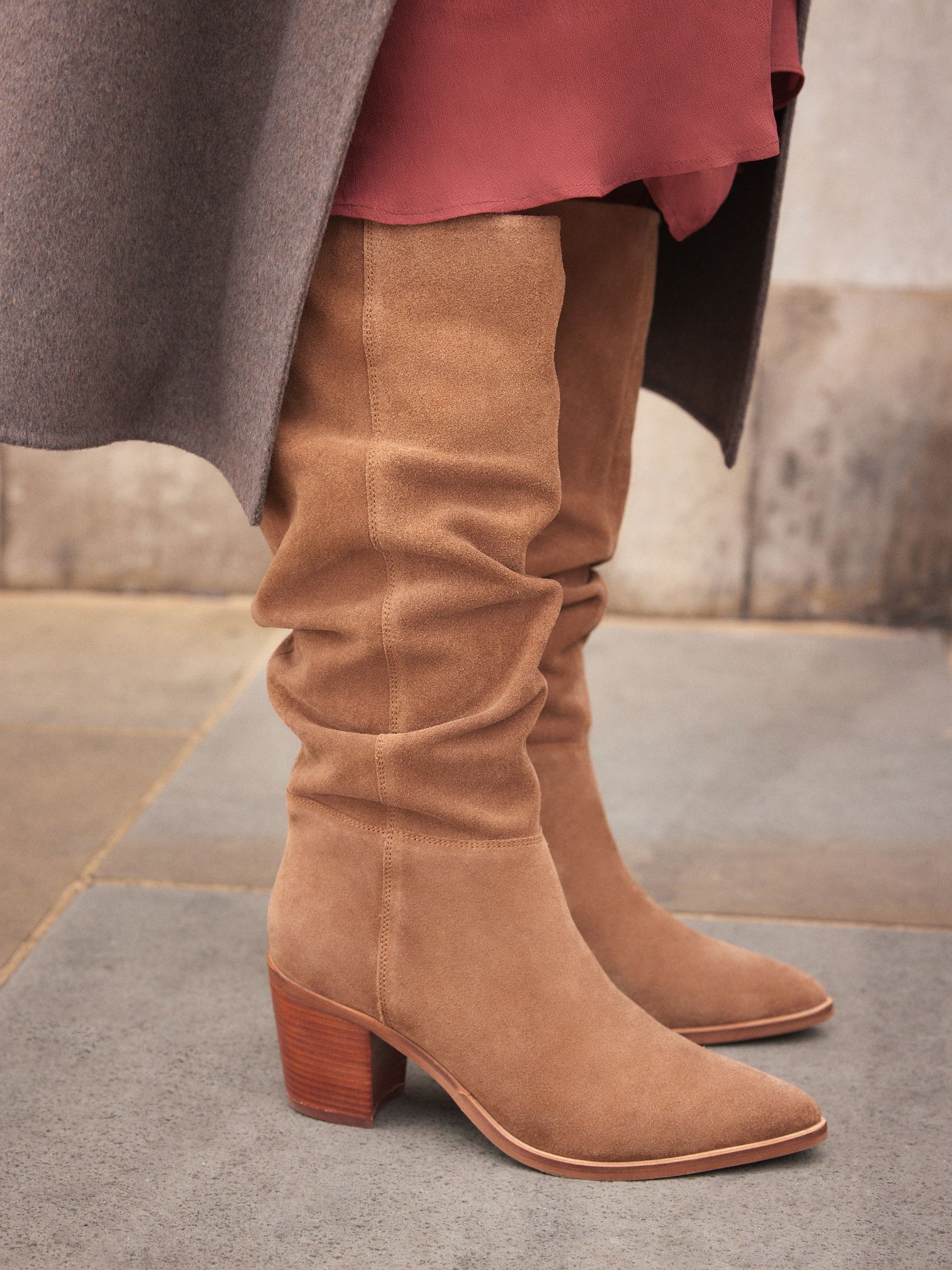 Brown slouch boots discount