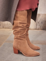 Tan Brown Forever Comfort® Suede Knee High Slouch Boots - Image 4 of 9
