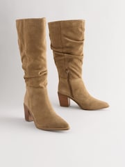 Tan Brown Forever Comfort® Suede Knee High Slouch Boots - Image 5 of 9