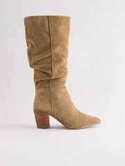 Tan Brown Forever Comfort® Suede Knee High Slouch Boots - Image 6 of 9