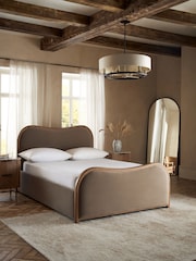 Soft Velvet Mink Brown Chester Wood Upholstered Ottoman Storage Bed Frame - Image 2 of 7