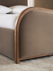 Soft Velvet Mink Brown Chester Wood Upholstered Ottoman Storage Bed Frame - Image 3 of 7