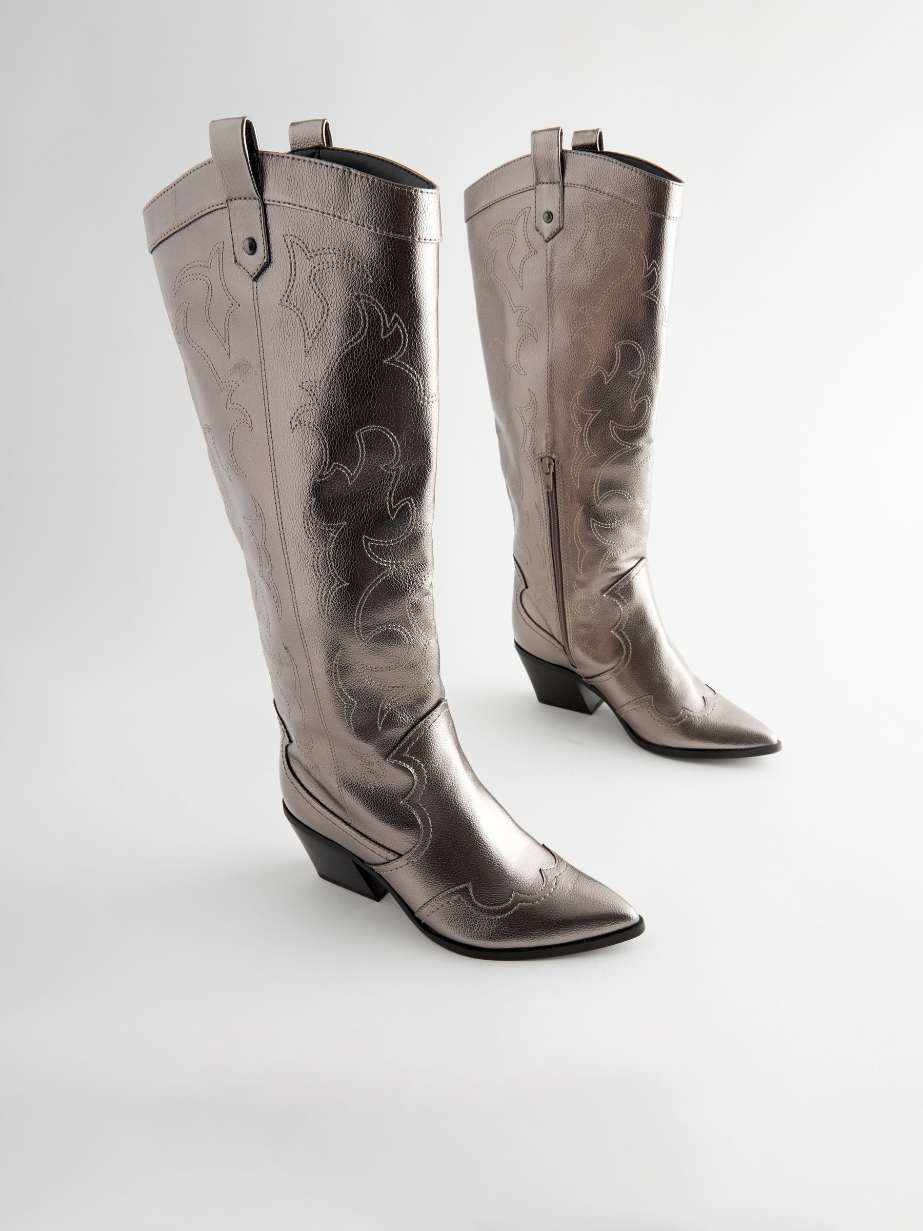 Buy Pewter Forever Comfort Stitched Knee High Western Cowboy Boots from Next France