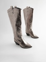 Pewter Forever Comfort® Stitched Knee High Western / Cowboy Boots - Image 6 of 10