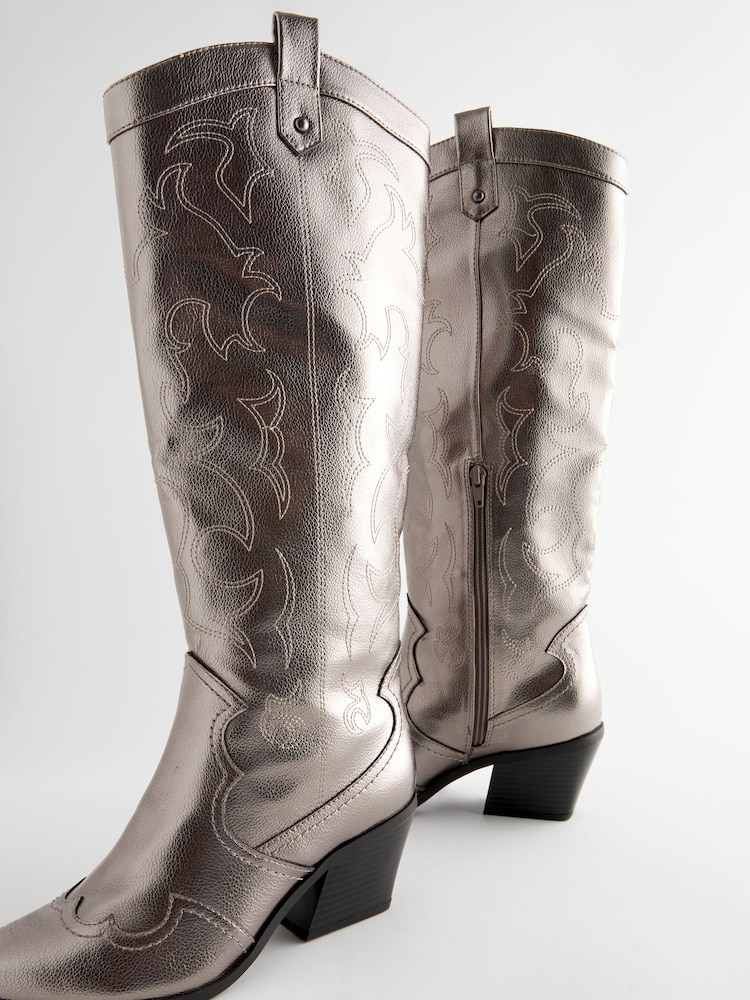 Pewter Forever Comfort® Stitched Knee High Western / Cowboy Boots - Image 8 of 10