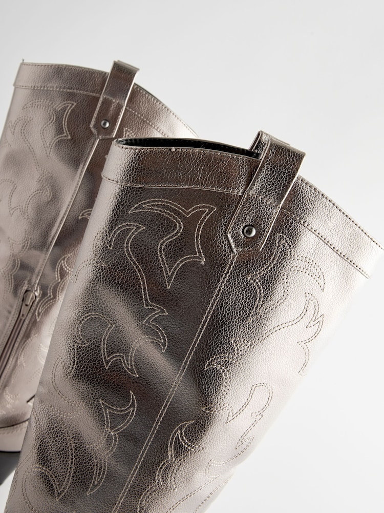 Pewter Forever Comfort® Stitched Knee High Western / Cowboy Boots - Image 9 of 10