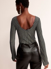 Boden Black Fluted Sleeve Jersey Top - Image 3 of 5