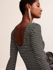 Boden Black Fluted Sleeve Jersey Top - Image 4 of 5