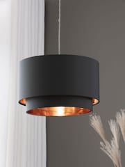 Grey And Copper Rico Easy Fit Shade 2 Tier Ceiling Light - Image 1 of 6
