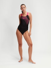 Speedo Black Womens Medley Logo Swimsuit 1 Piece - Image 1 of 6