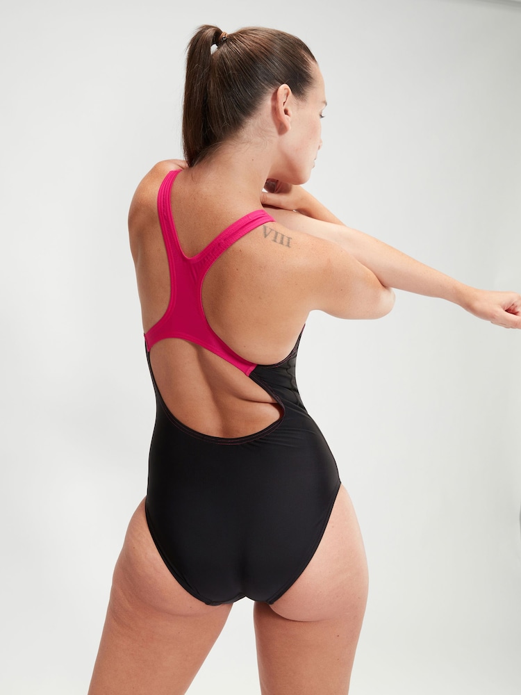 Speedo Black Womens Medley Logo Swimsuit 1 Piece - Image 2 of 6