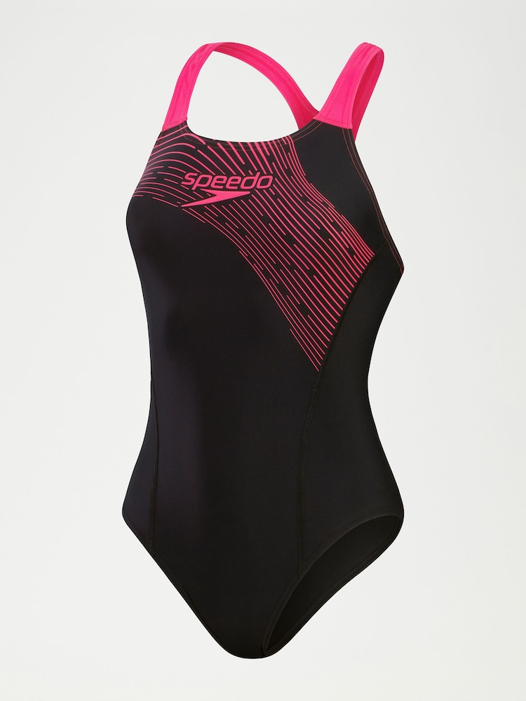 Speedo Black Womens Medley Logo Swimsuit 1 Piece - Image 6 of 6