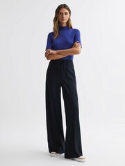 Reiss Blue Brooklyn High Neck Short Sleeve T-Shirt - Image 8 of 8