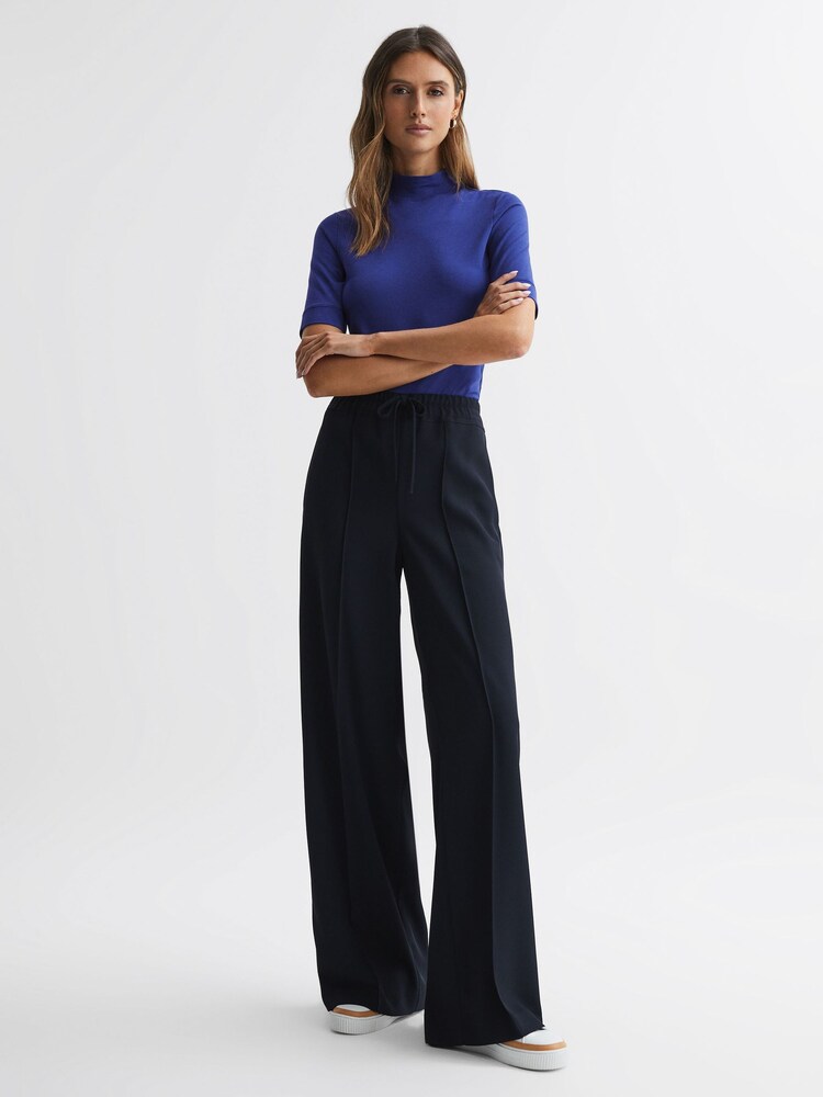 Reiss Blue Brooklyn High Neck Short Sleeve T-Shirt - Image 8 of 8