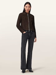 AllSaints Brown Sadler Suede Jacket - Image 2 of 6