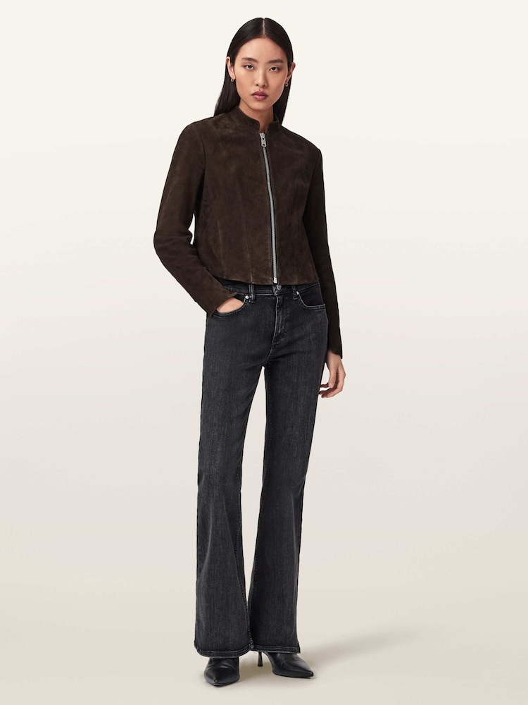 AllSaints Brown Sadler Suede Jacket - Image 2 of 6