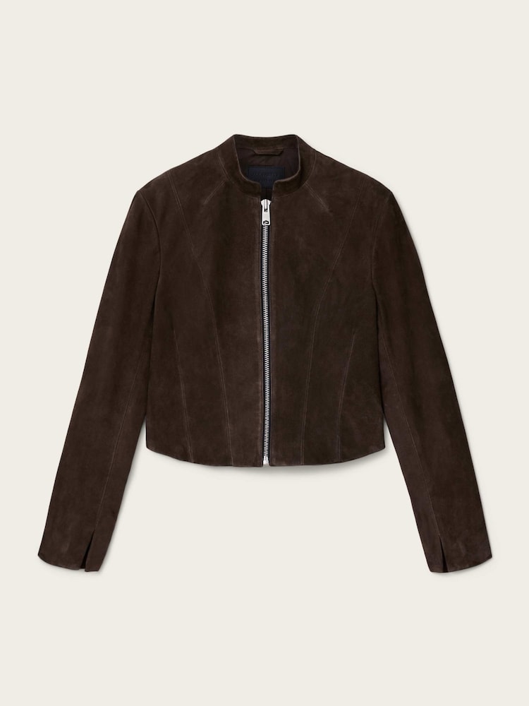 AllSaints Brown Sadler Suede Jacket - Image 6 of 6