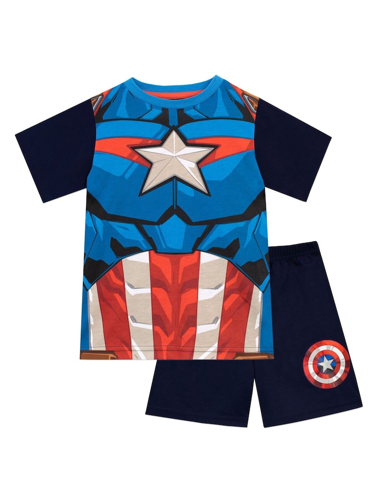 Character Blue Captain America Short Pyjamas - Image 1 of 7
