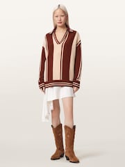 AllSaints Brown Tay Long Sleeve Polo Shirt - Image 2 of 6
