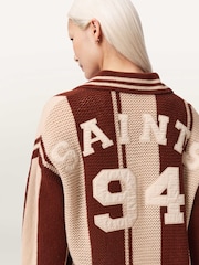 AllSaints Brown Tay Long Sleeve Polo Shirt - Image 3 of 6