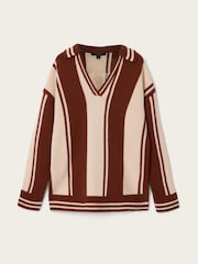 AllSaints Brown Tay Long Sleeve Polo Shirt - Image 6 of 6