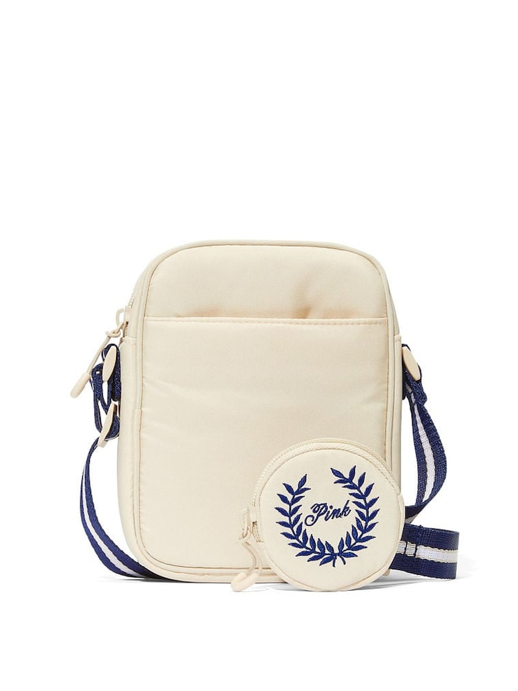 Victoria's Secret PINK Canvas Cream Puffer Crossbody Bag - Image 1 of 3