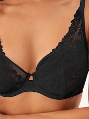 Black Non Pad Full Cup DD+ Floral Lace Bra - Image 4 of 7