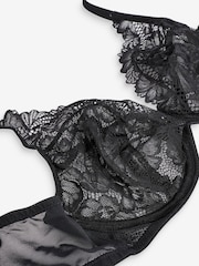 Black Non Pad Full Cup DD+ Floral Lace Bra - Image 7 of 7
