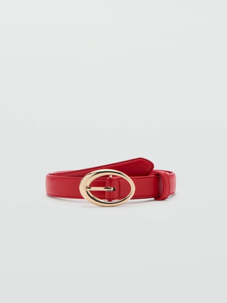 Mango Red Slim Leather Look Belt - Image 1 of 4 Mango Red Slim Leather Look Belt - Image 1 of 4
