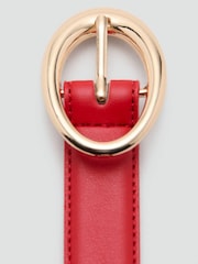Mango Red Slim Leather Look Belt - Image 2 of 4