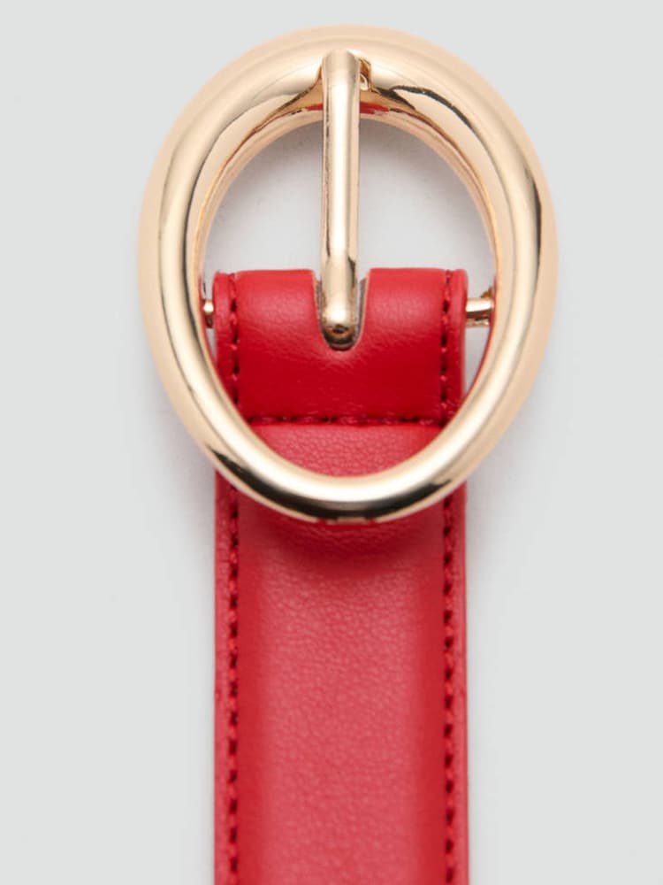 Mango Red Slim Leather Look Belt - Image 2 of 4 Mango Red Slim Leather Look Belt - Image 2 of 4