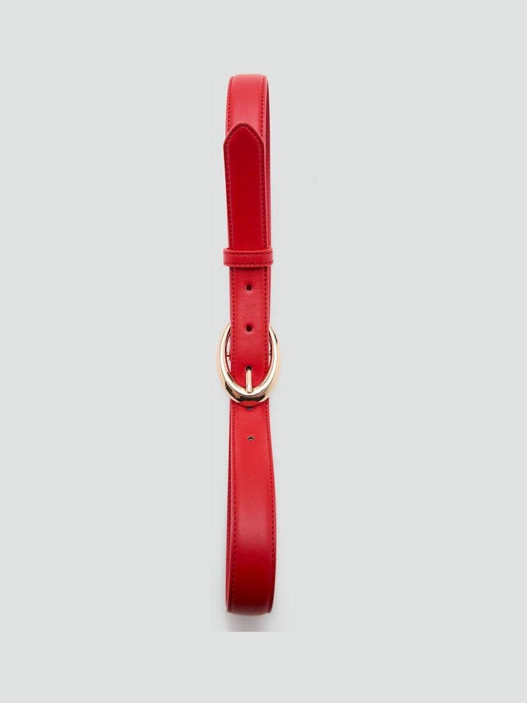 Mango Red Slim Leather Look Belt - Image 4 of 4 Mango Red Slim Leather Look Belt - Image 4 of 4