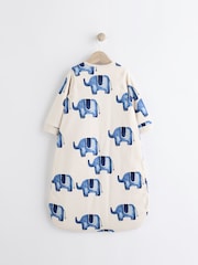 Cream Elephant Print 2.5 Tog Removable Sleeve 100% Cotton Sleep Bag - Image 2 of 10