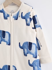 Cream Elephant Print 2.5 Tog Removable Sleeve 100% Cotton Sleep Bag - Image 5 of 10
