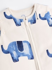 Cream Elephant Print 2.5 Tog Removable Sleeve 100% Cotton Sleep Bag - Image 6 of 10