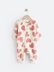 Pink Heart Baby Fleece Sleepsuit - Image 1 of 6
