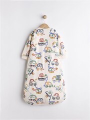 Cream Transport Print 2.5 Tog Removable Sleeve 100% Cotton Sleep Bag - Image 2 of 9
