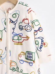 Cream Transport Print 2.5 Tog Removable Sleeve 100% Cotton Sleep Bag - Image 3 of 9