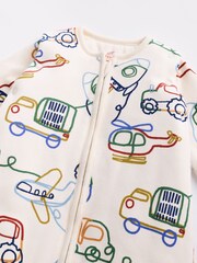 Cream Transport Print 2.5 Tog Removable Sleeve 100% Cotton Sleep Bag - Image 6 of 9