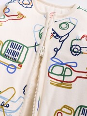 Cream Transport Print 2.5 Tog Removable Sleeve 100% Cotton Sleep Bag - Image 9 of 9
